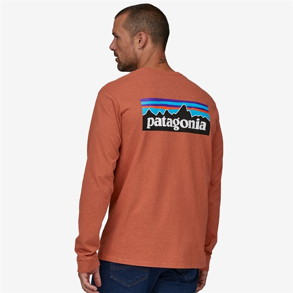 Patagonia Mens L/S P-6 Logo Responsibili Tee - Quartz Coral